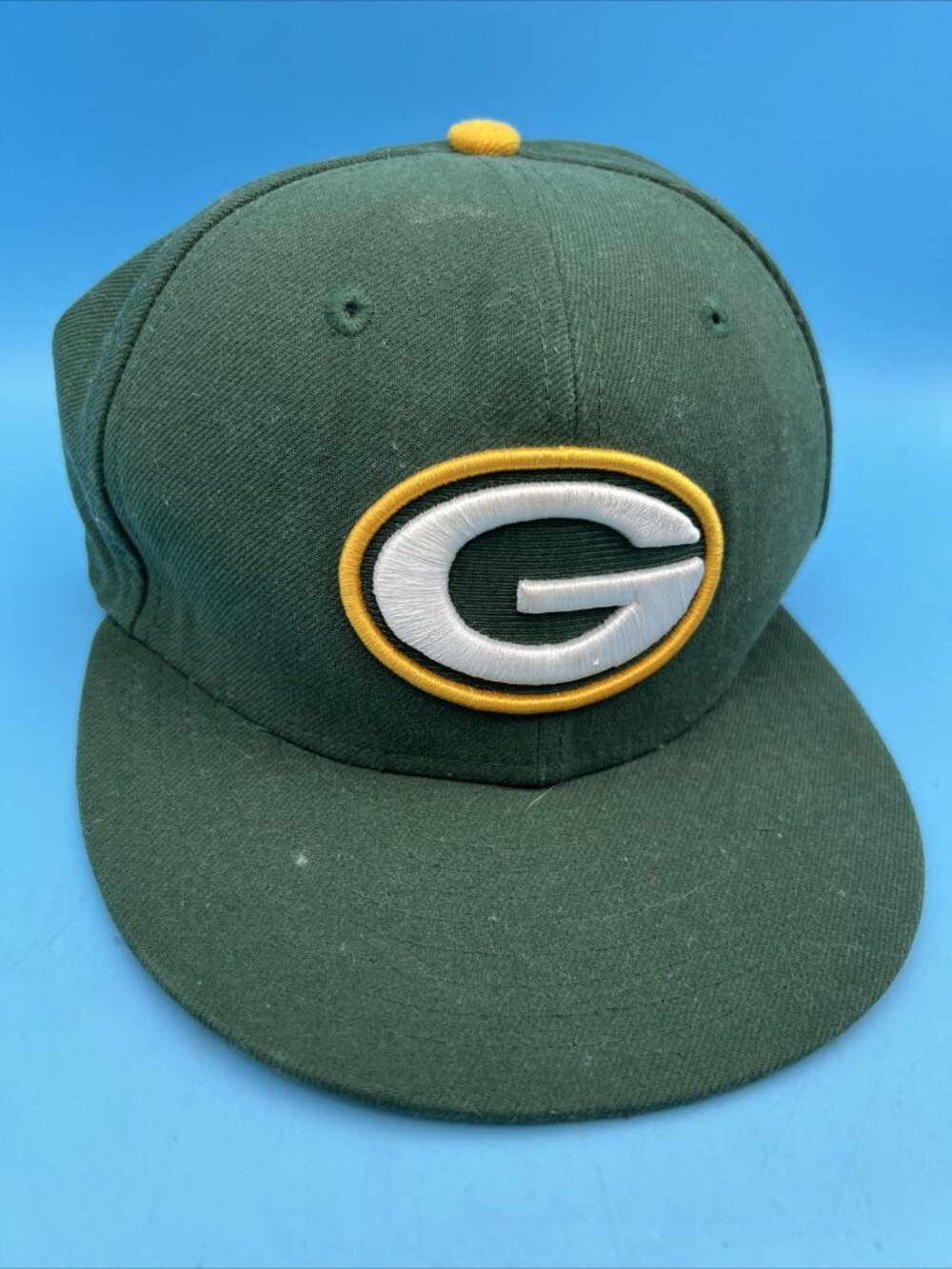 Green Bay Packers Hat Fitted Cap New Era 59Fifty Green Size 6 3/4 Flat Bill Lid